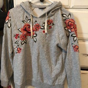 floral embroidered hoodie